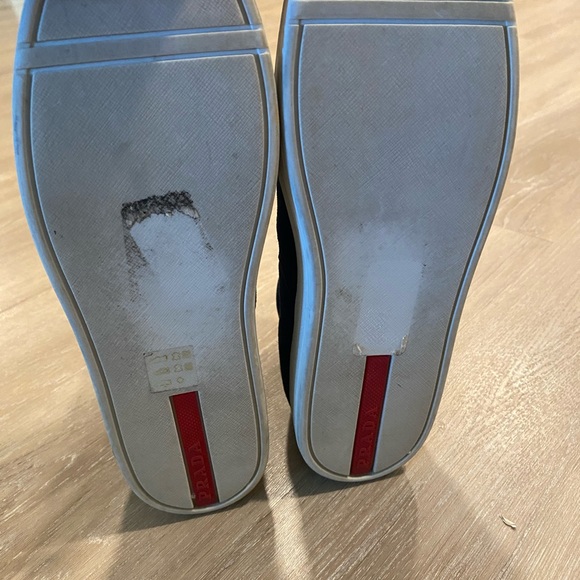 Prada Suede High-Top Slip-On Sneaker, Navy - Picture 6 of 8